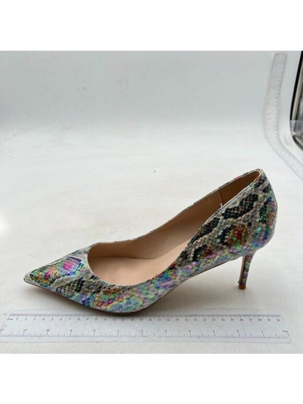 YDN Grey Snake High Heel Pumps Pointed Toe Dress Shoes for Office Lady